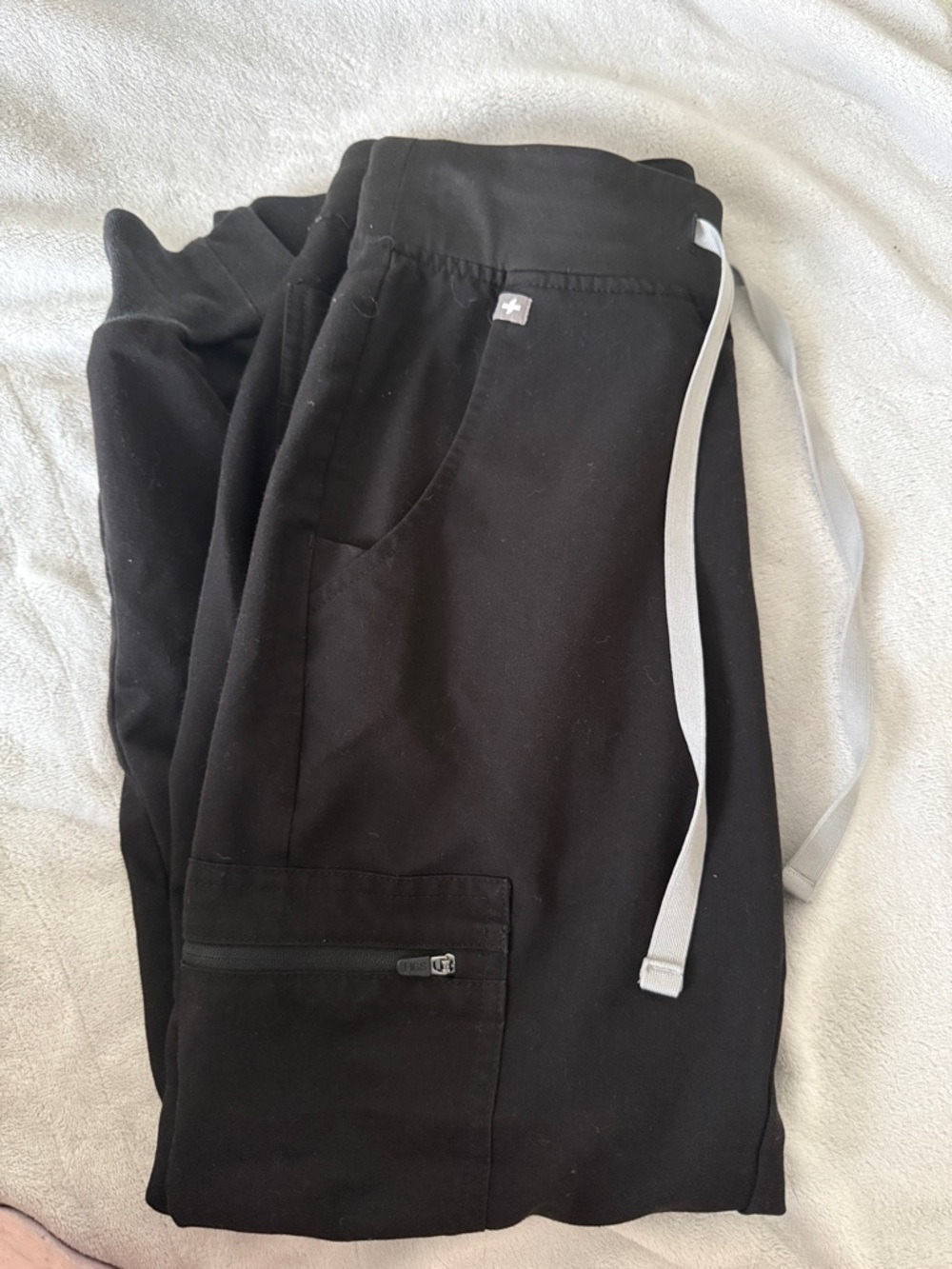 Figs women’s Black Jogger Pants with Light Gray Drawstring